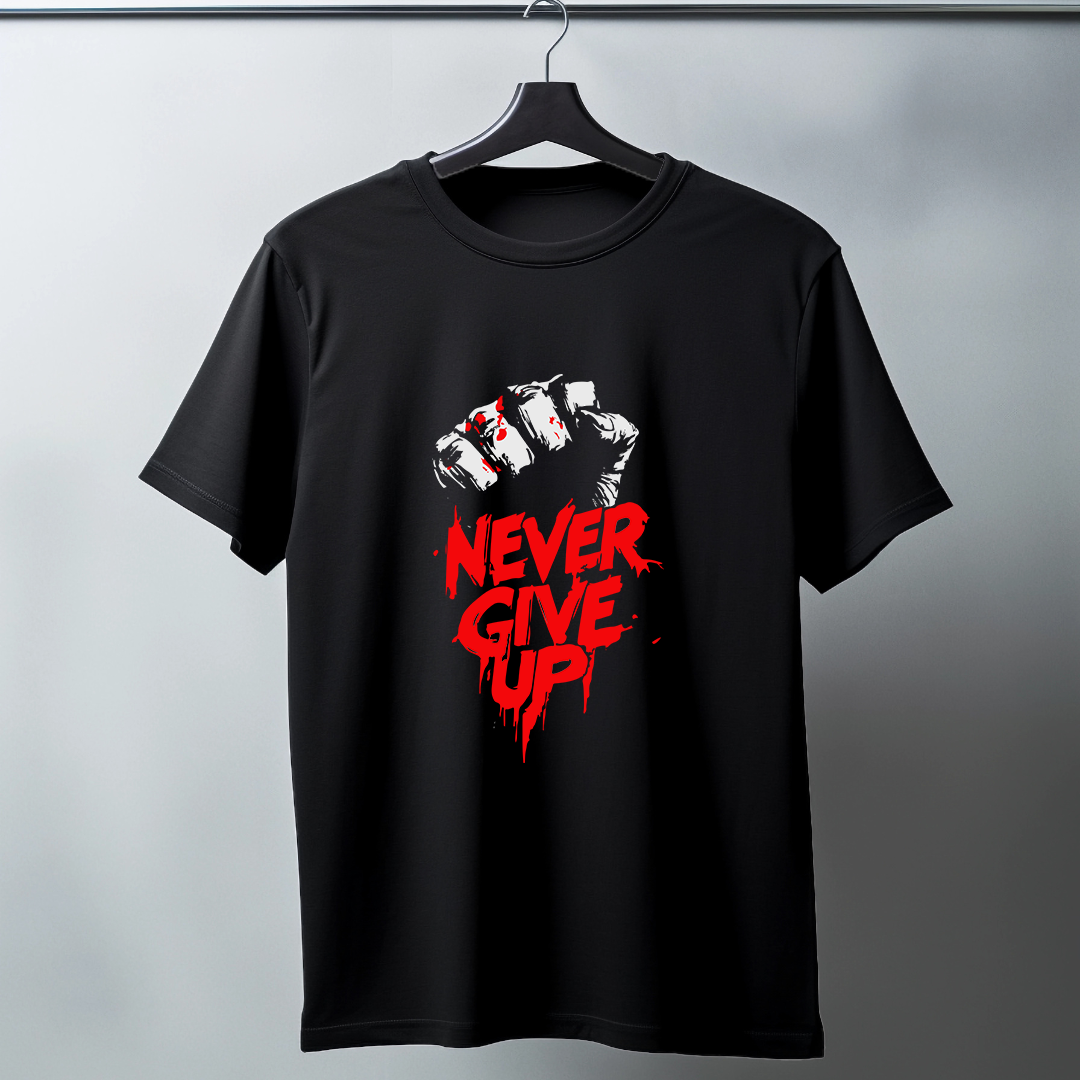 Never Give Up Half Sleeve T-Shirt