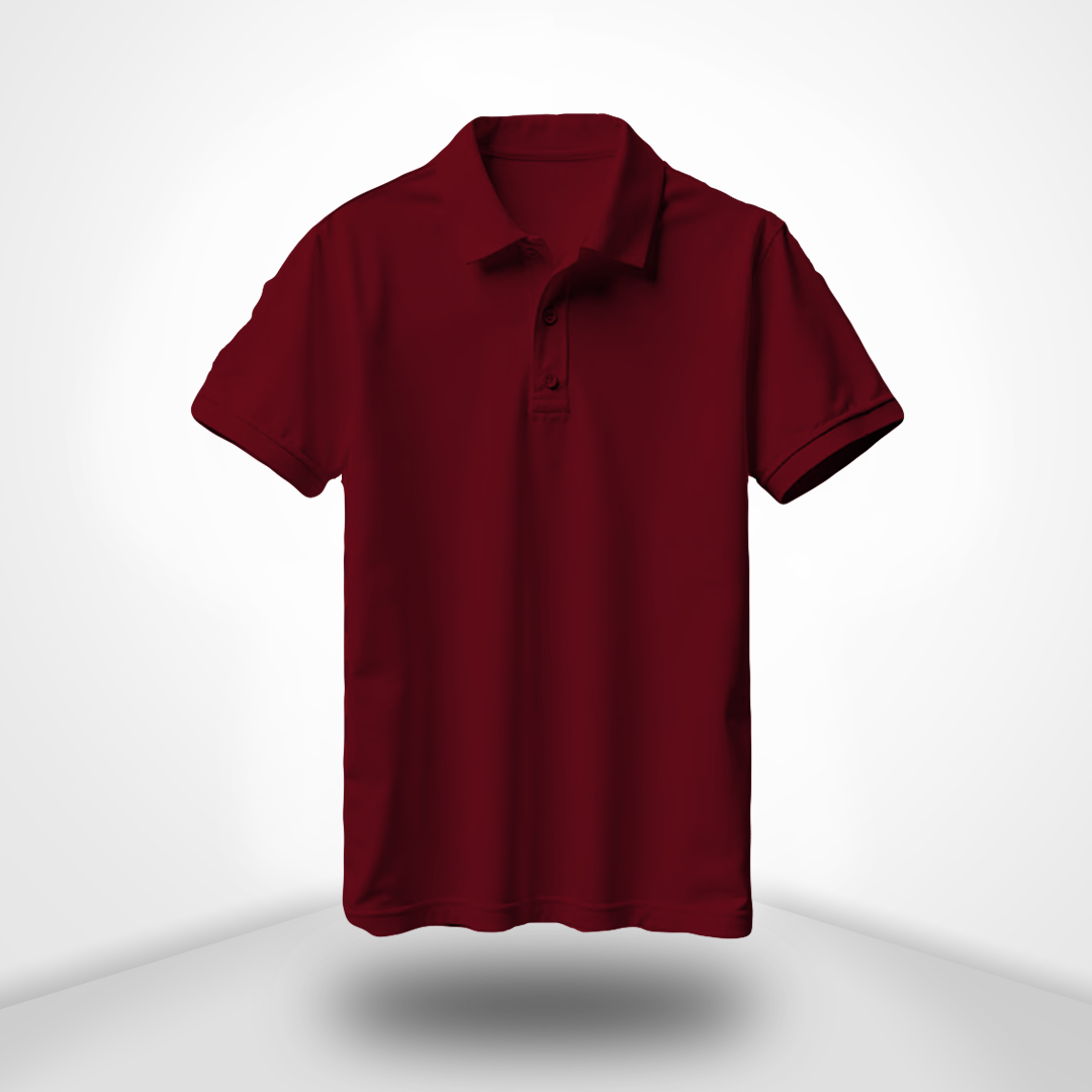 Maroon Polo Neck Half Sleeve T-Shirt