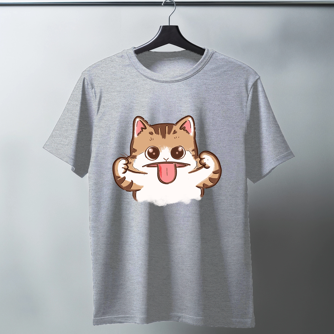 Expressive Cat Half Sleeve T-Shirt