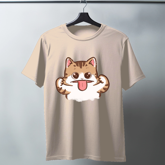 Expressive Cat Half Sleeve T-Shirt