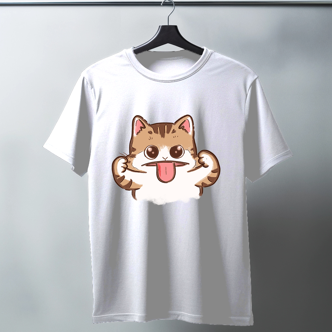 Expressive Cat Half Sleeve T-Shirt