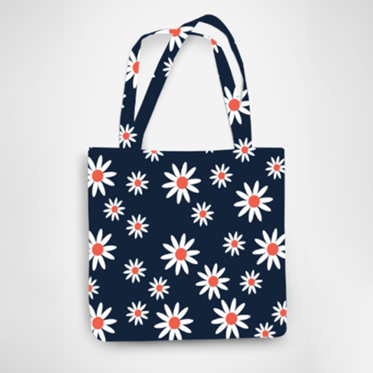 Floral Pattern Tote Bag with Zipper