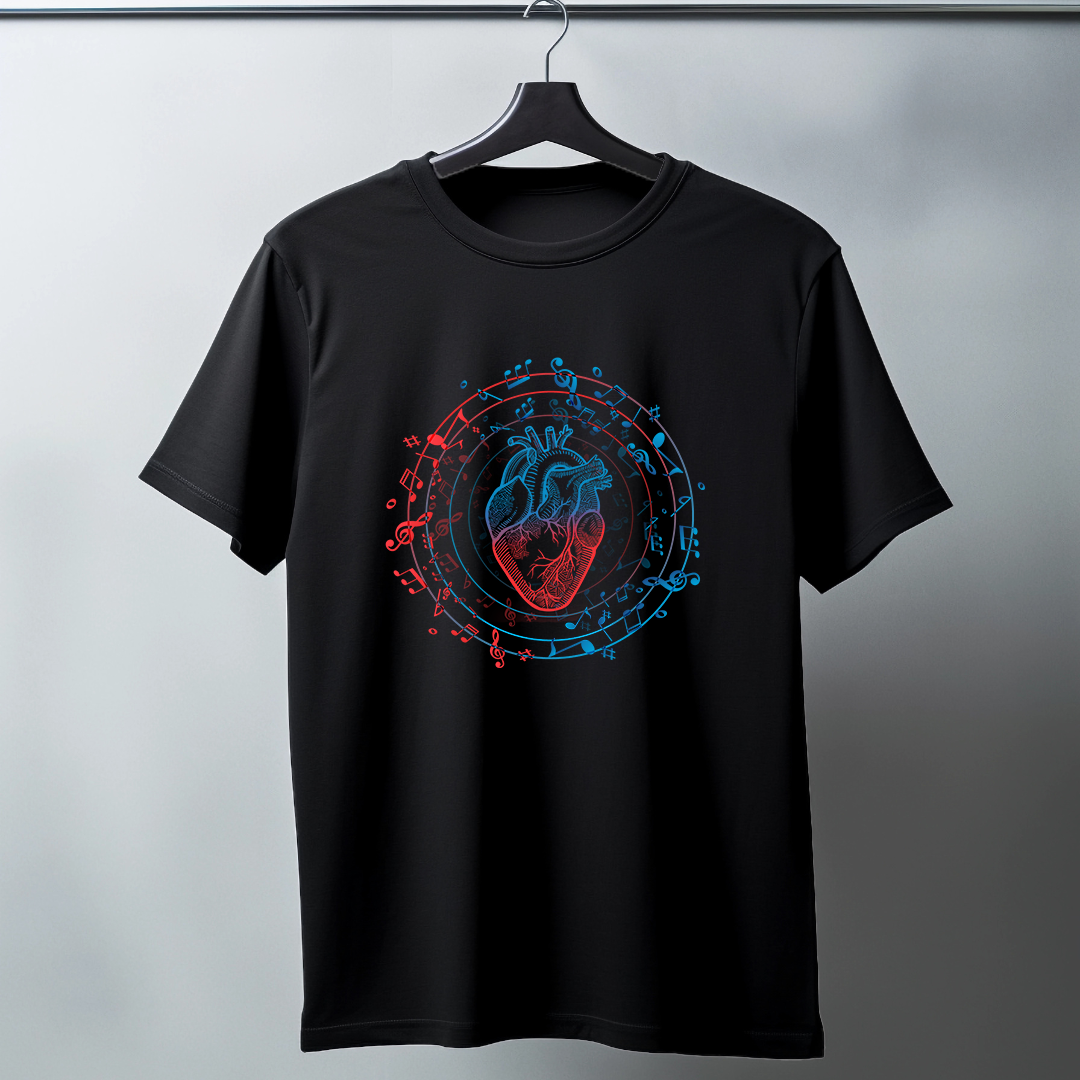 Musical Heart Half Sleeve T-Shirt