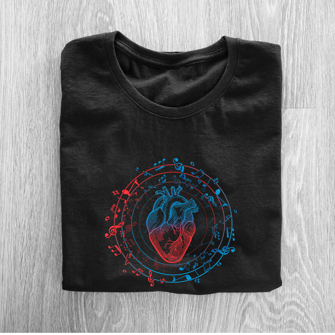 Musical Heart Half Sleeve T-Shirt