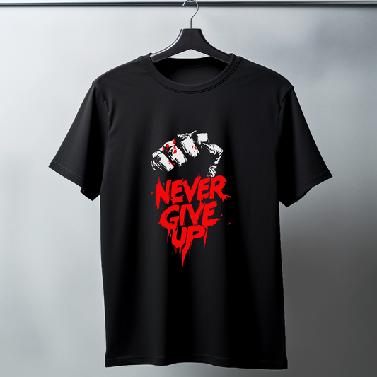 Never Give Up Half Sleeve T-Shirt
