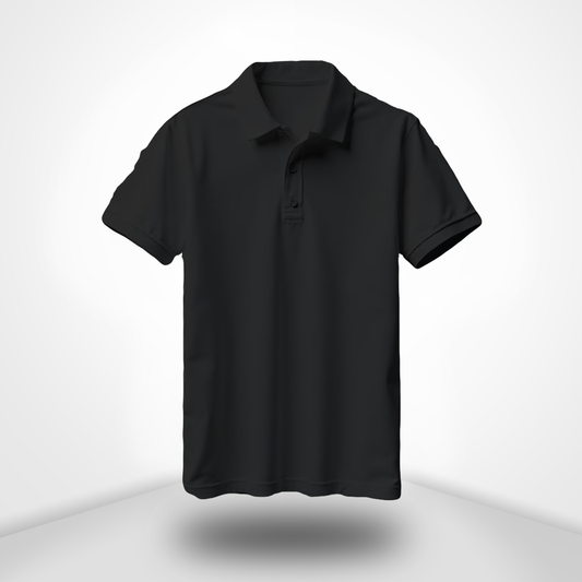 Black Polo Neck Half Sleeve T-Shirt