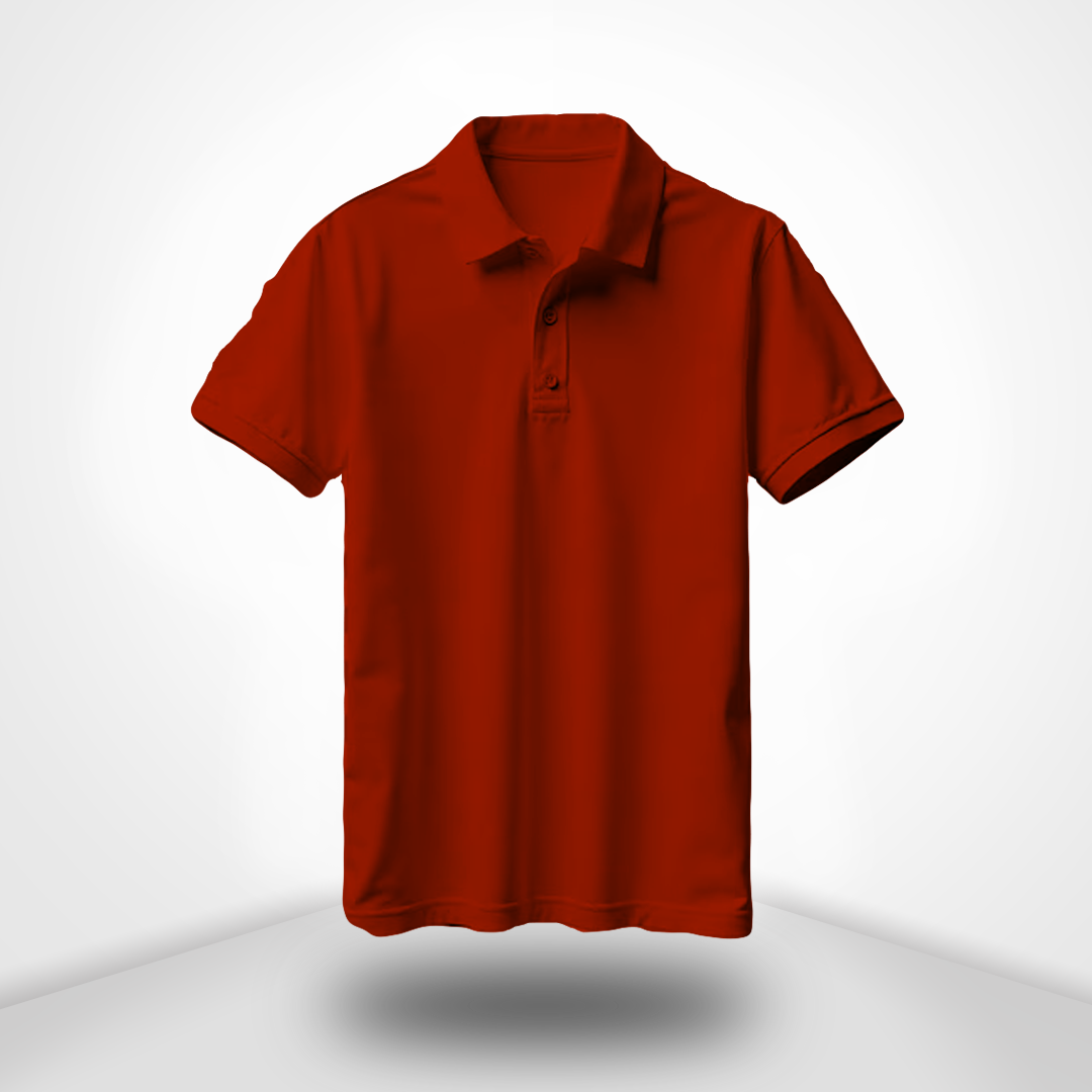 Brick Red Polo Neck Half Sleeve T-Shirt