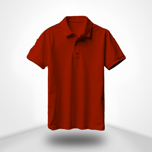 Brick Red Polo Neck Half Sleeve T-Shirt