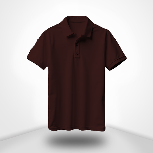 Coffee Brown Polo Neck Half Sleeve T-Shirt