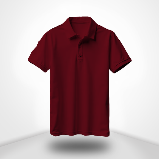 Maroon Polo Neck Half Sleeve T-Shirt