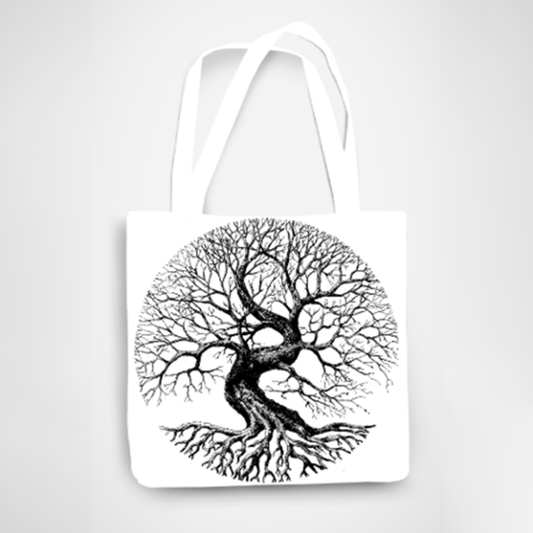 Tree Pattern Tote Bag with Zipper