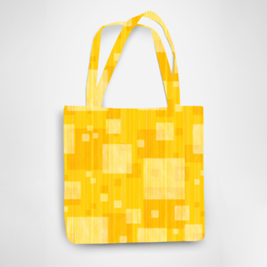 Yellow Pattern Tote Bag with Zipper